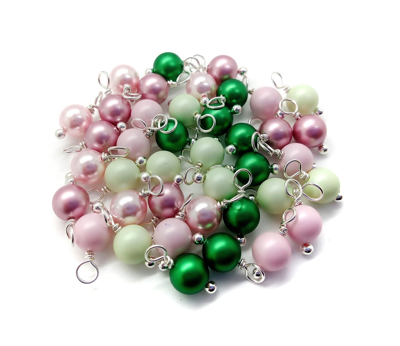 Crystal Charms Mix, 20pc Pink & Green Pearl Dangles, Adorabilities
